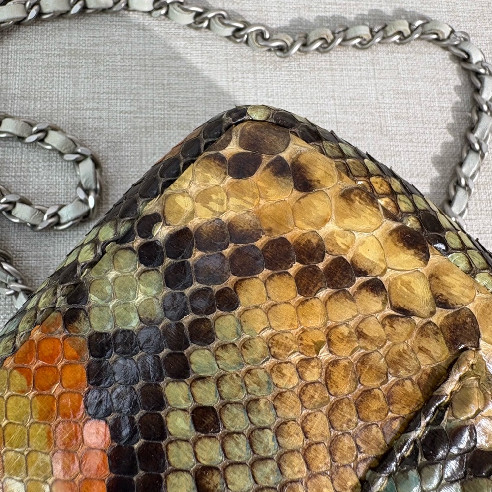 SOLD - CHANEL Multicolor Python Mini Flap Bag SHW - Picture 10 of 16